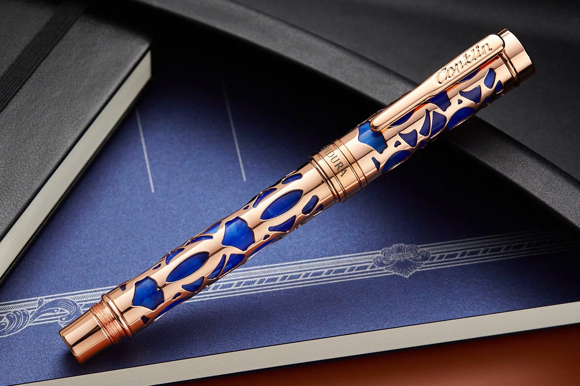 Conklin Endura Deco Crest Fountain Pen - Blue 9 Conklin Endura Deco Crest Fountain Pen - Blue - Image 7