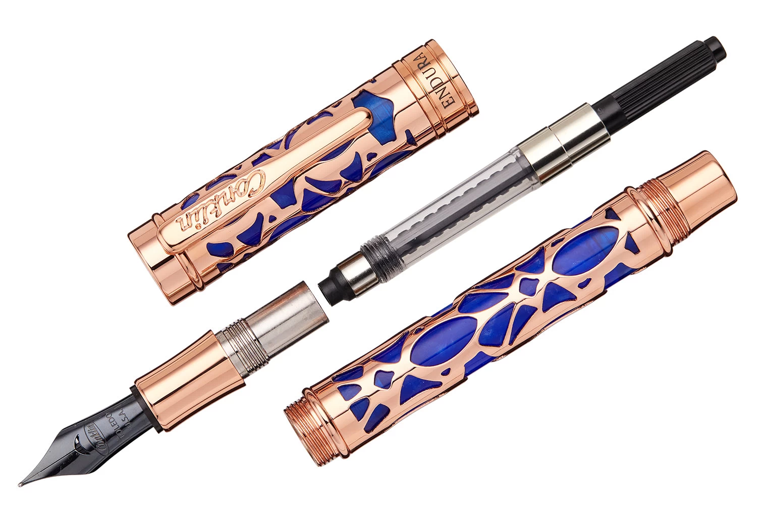 Conklin Endura Deco Crest Fountain Pen - Blue 5 Conklin Endura Deco Crest Fountain Pen - Blue - Image 3