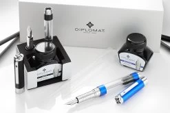 Diplomat Nexus Demo Fountain Pen - Blue/Silver -Office Tools Diplomat Nexus Demo Black Chrome Blue Chrome group 1 a0de9734 9cb8 4cbf 8e5d 25f980034af3