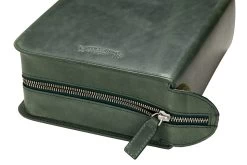 Galen Leather Zippered 40 Slot Pen Case - Crazy Horse Forest Green -Office Tools Galen 40PenCase Green OW 5