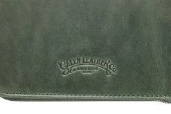 Galen Leather Zippered 40 Slot Pen Case - Crazy Horse Forest Green -Office Tools Galen 40PenCase Green OW 6