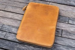 Galen Leather Zippered A5 Notebook Folio - Crazy Horse Honey Ochre -Office Tools GalenLeather A5NotebookFolio CrazyHorse HoneyOchre stock 5