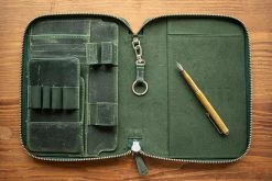 Galen Leather Zippered A5 Notebook Folio - Crazy Horse Forest Green -Office Tools GalenLeather NotebookFolio A5 CrazyHorseGreen 2