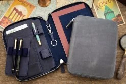 Galen Leather Zippered A5 Notebook Folio - Crazy Horse Smoky -Office Tools GalenLeather NotebookFolio CrazyHorse NavyBlue Smoky group 2 7011be4c 976e 4105 846c 1e7d2350b327