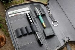 Galen Leather Zippered A5 Notebook Folio - Crazy Horse Smoky -Office Tools GalenLeather NotebookFolio CrazyHorse Smoky 3