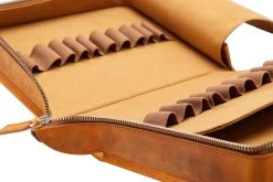 Galen Leather Zippered 40 Slot Pen Case - Crazy Horse Brown -Office Tools GalenLeather PenCase 40Slot CrazyHorseBrown OW 5