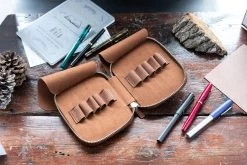 Galen Leather Zippered 10 Slot Pen Case - Brown -Office Tools GalenLeather PenCase10 Brown 8