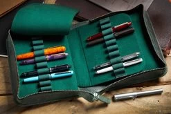 Galen Leather Zippered 40 Slot Pen Case - Crazy Horse Forest Green -Office Tools GalenLeather Zippered40SlotPenCase CrazyHorse ForestGreen 2