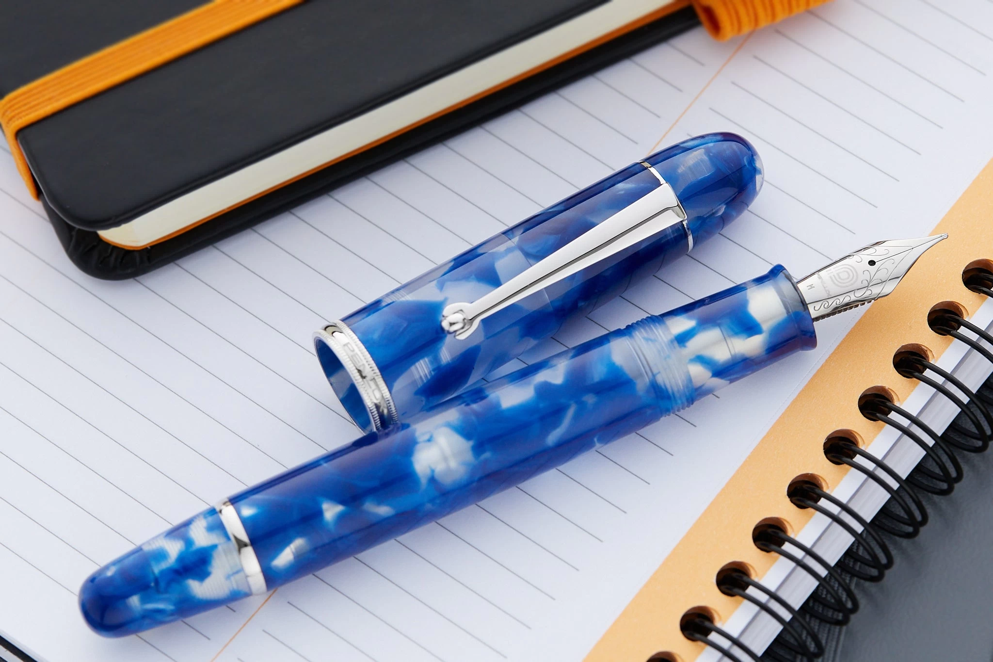 Penlux Masterpiece Grande Fountain Pen - Koi Blue & White 10 Penlux Masterpiece Grande Fountain Pen - Koi Blue & White - Image 8
