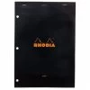 Rhodia No. 18 A4 Notepad - Black, Lined With 3-Hole Punch -Office Tools Rhodia Staplebound Top No18 Black 3Hole Lined 1