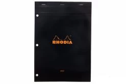 Rhodia No. 18 A4 Notepad - Black, Lined With 3-Hole Punch