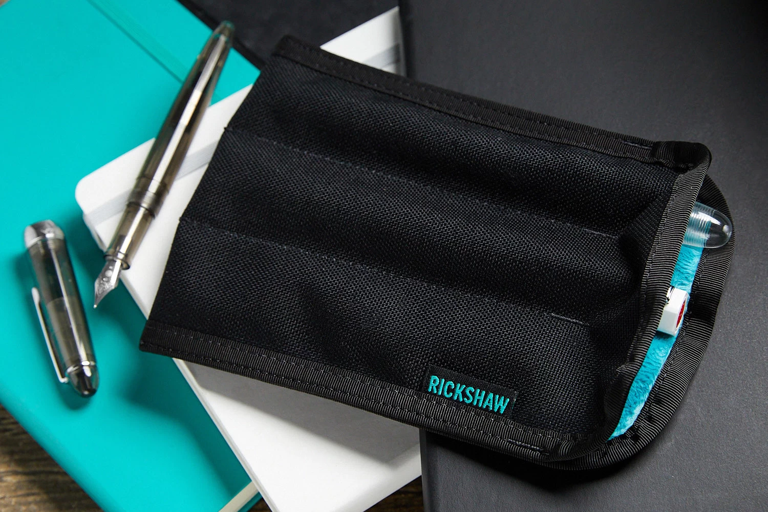 Rickshaw Bagworks 3 Pen Long Coozy - Black/Peacock 5 Rickshaw Bagworks 3 Pen Long Coozy - Black/Peacock - Image 3