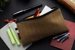 Rickshaw Bagworks Plush Pen/Gadget Pouch - Stout Brown/Mandarin -Office Tools Rickshaw Pen Gadget Pouch Tweed 2