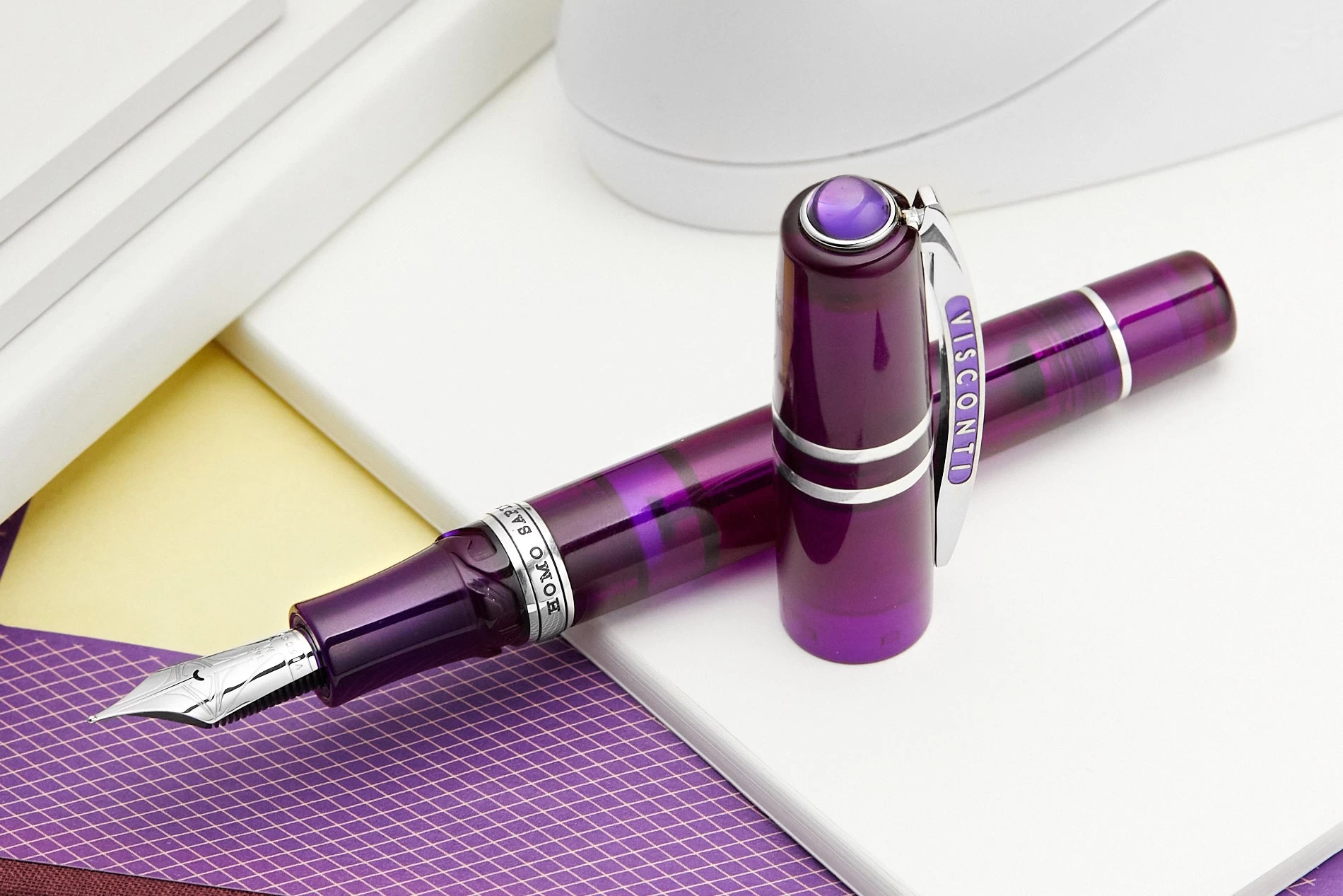 Visconti Homo Sapiens Demo Stones Fountain Pen - Amethyst 12 Visconti Homo Sapiens Demo Stones Fountain Pen - Amethyst - Image 10