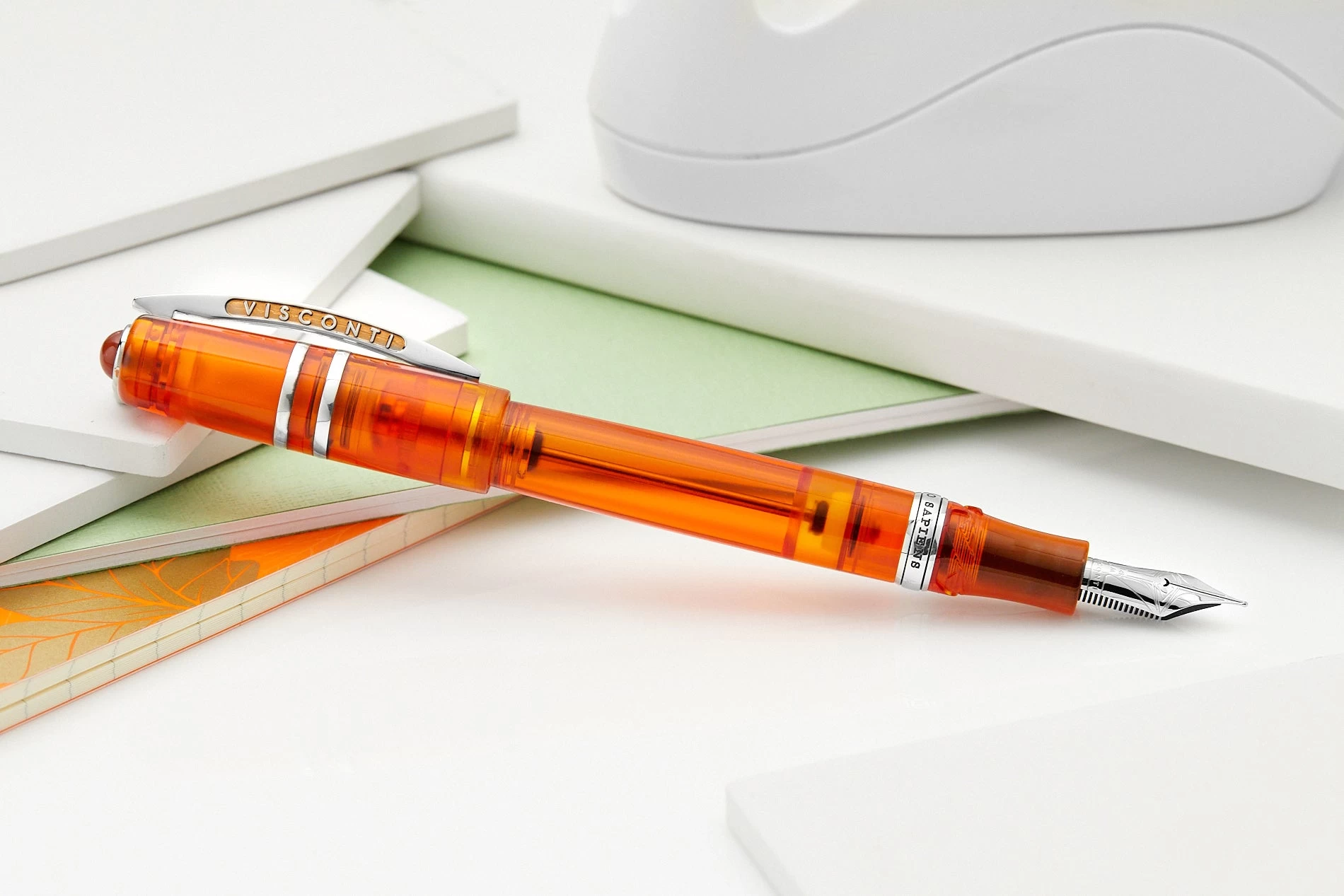 Visconti Homo Sapiens Demo Stones Fountain Pen - Mandarin Garnet 8 Visconti Homo Sapiens Demo Stones Fountain Pen - Mandarin Garnet - Image 6