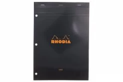 Rhodia No. 18 A4 Notepad - Black, Lined With 3-Hole Punch -Office Tools nw rhodia no. 18 notepad black lined 3 hole punch R186009